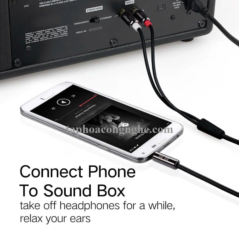 Ugreen 20779 0.5M màu Đen Cáp âm thanh 2 đầu Bông sen sang 3.5mm Dương mạ vàng AV116 30020779